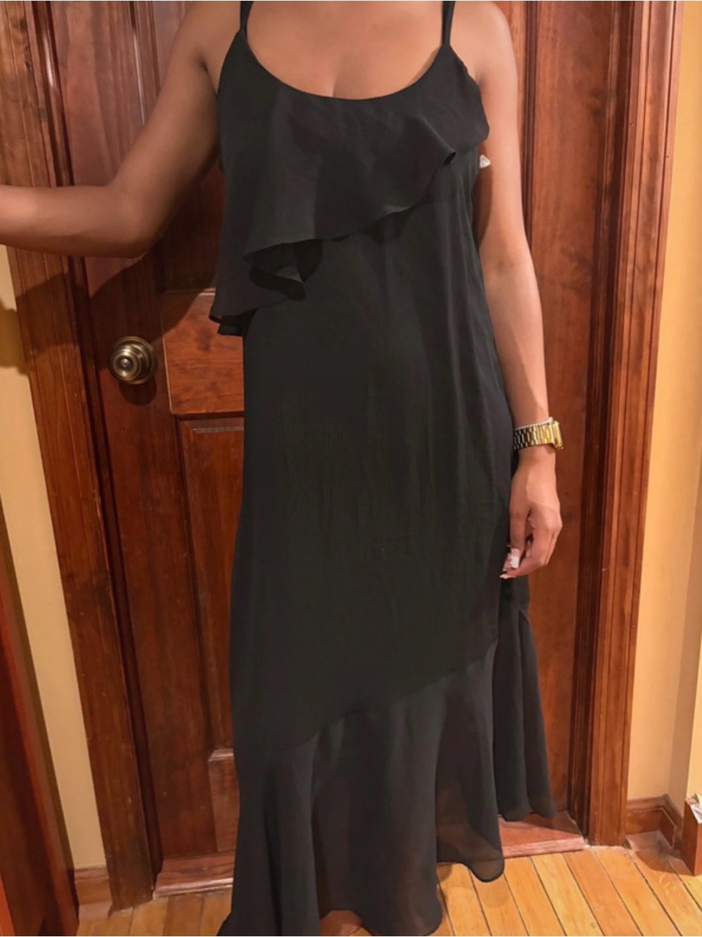 Black flowy asymmetrical dress